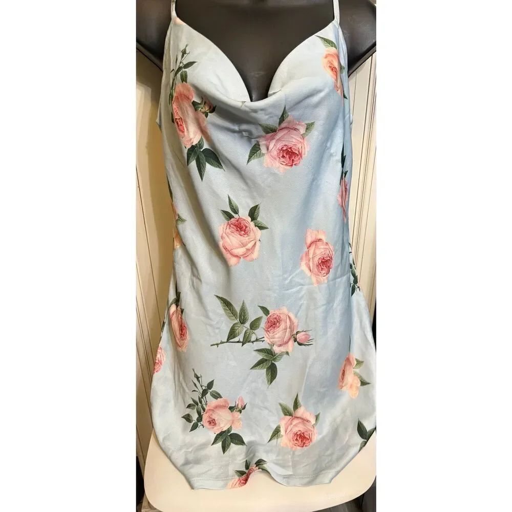 Missguided Women's Floral Spaghetti Strap Cowl Neck Slip Dress Multicolor Sz 4
